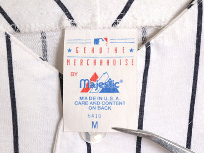 USA製 MLB オフィシャル Majestic ヤンキース ベースボール シャツ メンズ M / 古着 ユニフォーム ゲームシャツ メジャーリーグ ストライプ