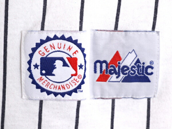 USA製 MLB オフィシャル Majestic ヤンキース ベースボール シャツ メンズ M / 古着 ユニフォーム ゲームシャツ メジャーリーグ ストライプ