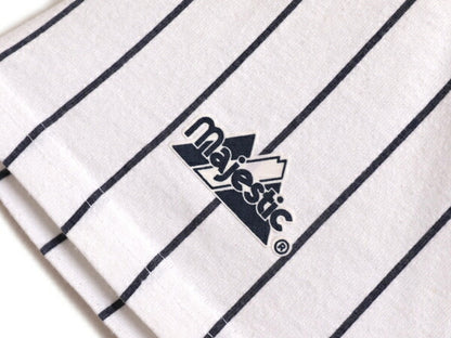 USA製 MLB オフィシャル Majestic ヤンキース ベースボール シャツ メンズ M / 古着 ユニフォーム ゲームシャツ メジャーリーグ ストライプ