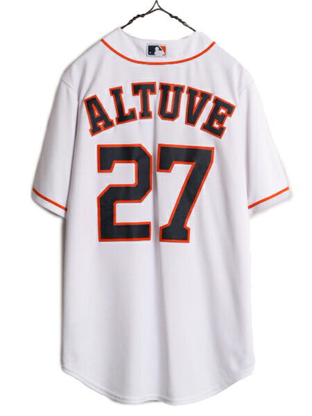 USA製 MLB オフィシャル Majestic アストロズ ベースボール シャツ メンズ M / ユニフォーム メジャーリーグ ゲームシャツ 半袖シャツ 野球