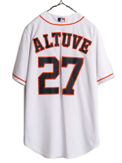 USA製 MLB オフィシャル Majestic アストロズ ベースボール シャツ メンズ M / ユニフォーム メジャーリーグ ゲームシャツ 半袖シャツ 野球