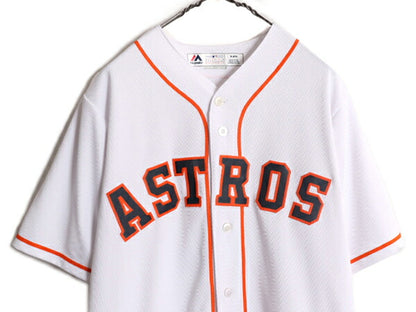 USA製 MLB オフィシャル Majestic アストロズ ベースボール シャツ メンズ M / ユニフォーム メジャーリーグ ゲームシャツ 半袖シャツ 野球