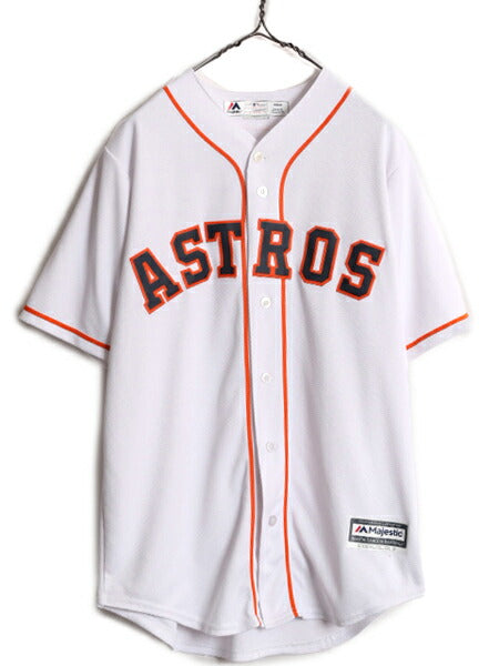 USA製 MLB オフィシャル Majestic アストロズ ベースボール シャツ メンズ M / ユニフォーム メジャーリーグ ゲームシャツ 半袖シャツ 野球