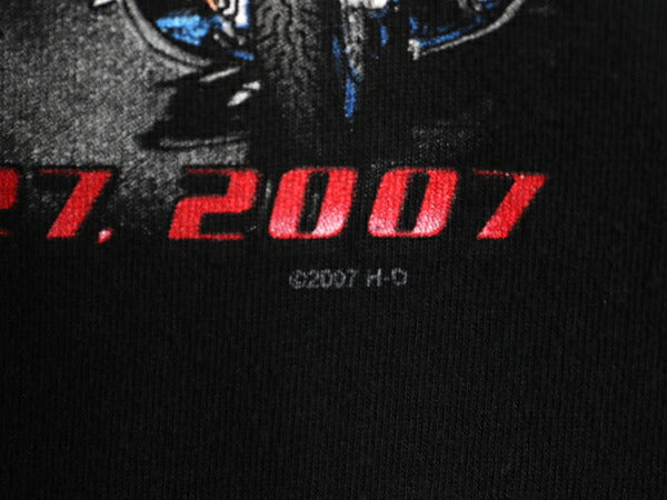 USA製 ハーレー ダビッドソン 両面 プリント 半袖 Tシャツ メンズ M / 古着 オフィシャル イーグル 星条旗 バイク ヘビーウェイト ブラック