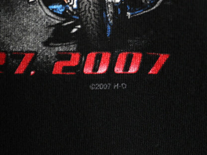 USA製 ハーレー ダビッドソン 両面 プリント 半袖 Tシャツ メンズ M / 古着 オフィシャル イーグル 星条旗 バイク ヘビーウェイト ブラック