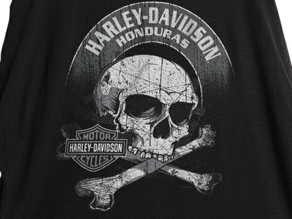USA製 ハーレー ダビッドソン スカル ウィング オーバー プリント 半袖 Tシャツ メンズ XL オフィシャル バイク イラスト 大きいサイズ 黒