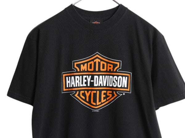 00s ハーレー ダビッドソン 両面 プリント 半袖 Tシャツ メンズ M / オールド オフィシャル バイク イラスト ヘビーウェイト カットソー 黒