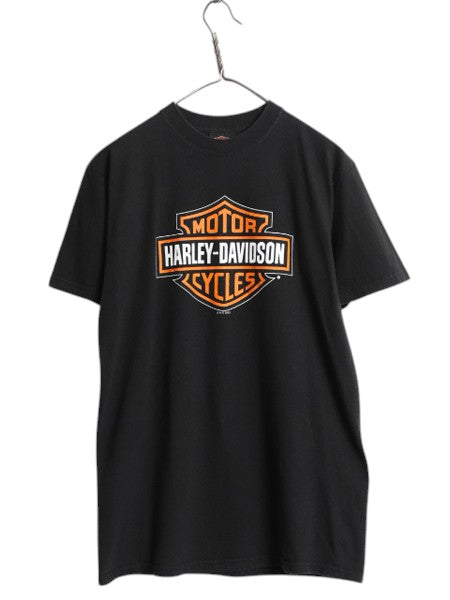 00s ハーレー ダビッドソン 両面 プリント 半袖 Tシャツ メンズ M / オールド オフィシャル バイク イラスト ヘビーウェイト カットソー 黒