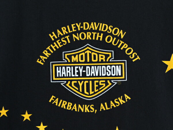00s USA製 ハーレー ダビッドソン 両面 プリント Tシャツ メンズ M / オールド オフィシャル イラスト ファイヤー バイク スター ブラック