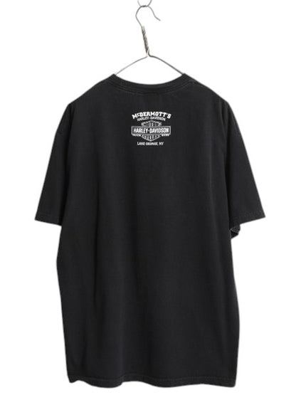 ハーレー ダビッドソン 両面 プリント 半袖 Tシャツ メンズ XL / オフィシャル イーグル イラスト バイク ヘビーウェイト 大きいサイズ 黒