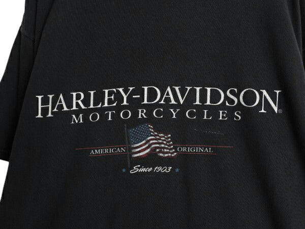 00s USA製 ハーレー ダビッドソン 両面 プリント 半袖 Tシャツ メンズ XL / オールド オフィシャル 星条旗 バイク ヘビーウェイト ブラック