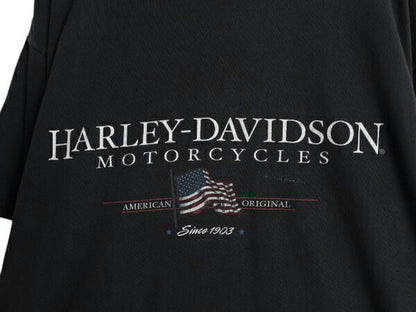 00s USA製 ハーレー ダビッドソン 両面 プリント 半袖 Tシャツ メンズ XL / オールド オフィシャル 星条旗 バイク ヘビーウェイト ブラック