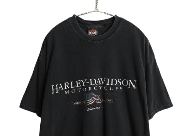 00s USA製 ハーレー ダビッドソン 両面 プリント 半袖 Tシャツ メンズ XL / オールド オフィシャル 星条旗 バイク ヘビーウェイト ブラック