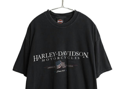 00s USA製 ハーレー ダビッドソン 両面 プリント 半袖 Tシャツ メンズ XL / オールド オフィシャル 星条旗 バイク ヘビーウェイト ブラック
