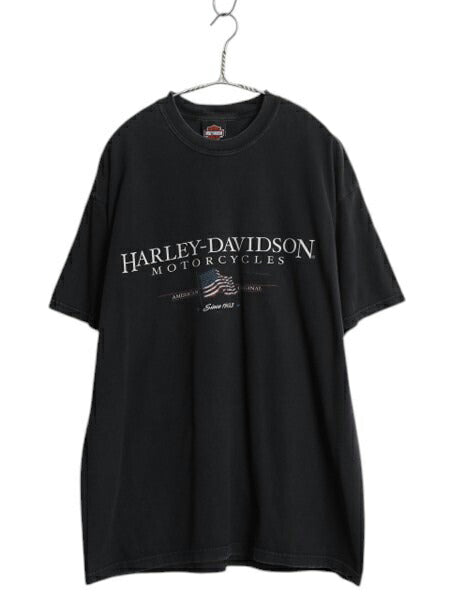 00s USA製 ハーレー ダビッドソン 両面 プリント 半袖 Tシャツ メンズ XL / オールド オフィシャル 星条旗 バイク ヘビーウェイト ブラック