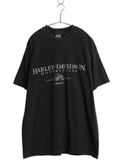 00s USA製 ハーレー ダビッドソン 両面 プリント 半袖 Tシャツ メンズ XL / オールド オフィシャル 星条旗 バイク ヘビーウェイト ブラック