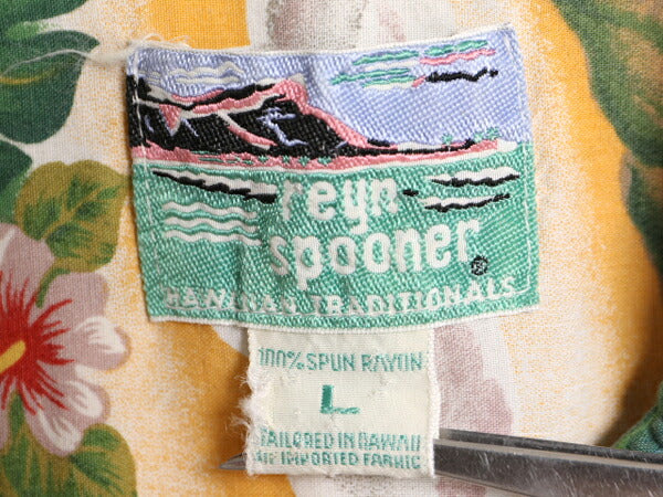 80s 90s ハワイ製 レインスプーナー レーヨン 半袖 アロハ シャツ メンズ L / 古着 ヴィンテージ オールド REYN SPOONER 総柄 ハワイアン
