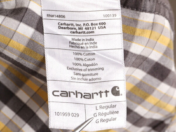 US企画 カーハート チェック ボタンダウン 半袖 シャツ メンズ L / Carhartt ワーク 半袖シャツ ポケット付き マルチカラー コットン 廃盤