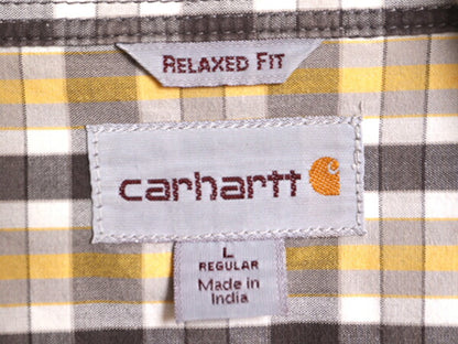 US企画 カーハート チェック ボタンダウン 半袖 シャツ メンズ L / Carhartt ワーク 半袖シャツ ポケット付き マルチカラー コットン 廃盤