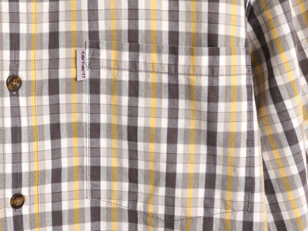 US企画 カーハート チェック ボタンダウン 半袖 シャツ メンズ L / Carhartt ワーク 半袖シャツ ポケット付き マルチカラー コットン 廃盤