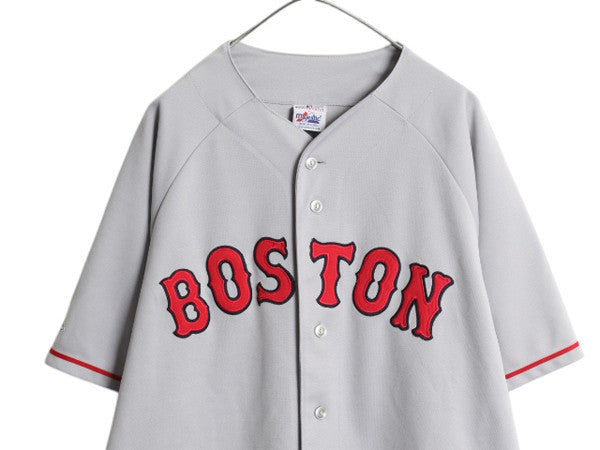 レッドソックス ベースボール シャツ メンズ XL / 古着 MLB オフィシャル マジェスティック 大リーグ ユニフォーム ゲームシャツ ジャージ