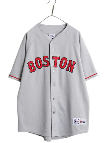 レッドソックス ベースボール シャツ メンズ XL / 古着 MLB オフィシャル マジェスティック 大リーグ ユニフォーム ゲームシャツ ジャージ