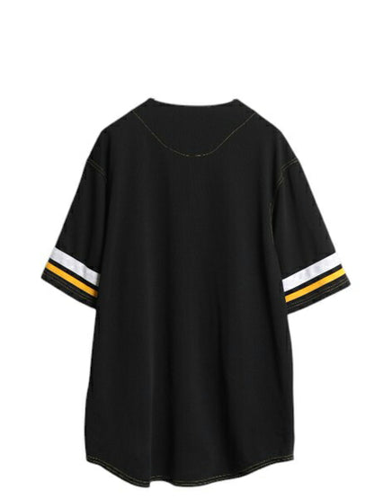 パイレーツ ベースボール シャツ メンズ L MLB オフィシャル トゥルーファン 大リーグ ユニフォーム ゲームシャツ ジャージ 半袖シャツ 黒