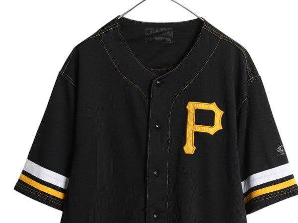 パイレーツ ベースボール シャツ メンズ L MLB オフィシャル トゥルーファン 大リーグ ユニフォーム ゲームシャツ ジャージ 半袖シャツ 黒