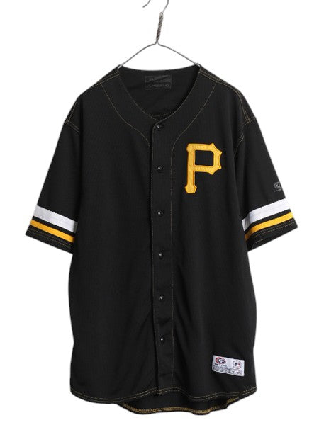 パイレーツ ベースボール シャツ メンズ L MLB オフィシャル トゥルーファン 大リーグ ユニフォーム ゲームシャツ ジャージ 半袖シャツ 黒