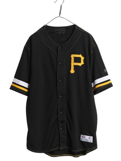 パイレーツ ベースボール シャツ メンズ L MLB オフィシャル トゥルーファン 大リーグ ユニフォーム ゲームシャツ ジャージ 半袖シャツ 黒