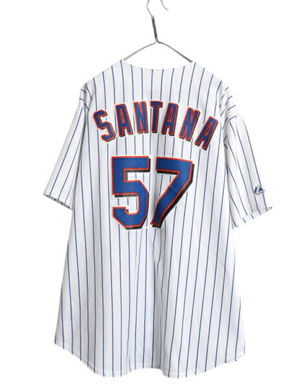 メッツ ベースボール シャツ メンズ XXL / MLB オフィシャル マジェスティック 大リーグ ユニフォーム ゲームシャツ ジャージ 大きいサイズ