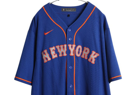 メッツ ベースボール シャツ メンズ XXL MLB オフィシャル ナイキ 大リーグ ユニフォーム ゲームシャツ スウッシュ ジャージ 大きいサイズ