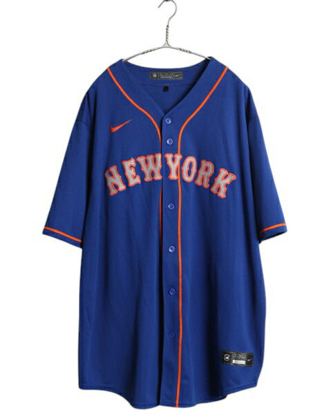 メッツ ベースボール シャツ メンズ XXL MLB オフィシャル ナイキ 大リーグ ユニフォーム ゲームシャツ スウッシュ ジャージ 大きいサイズ