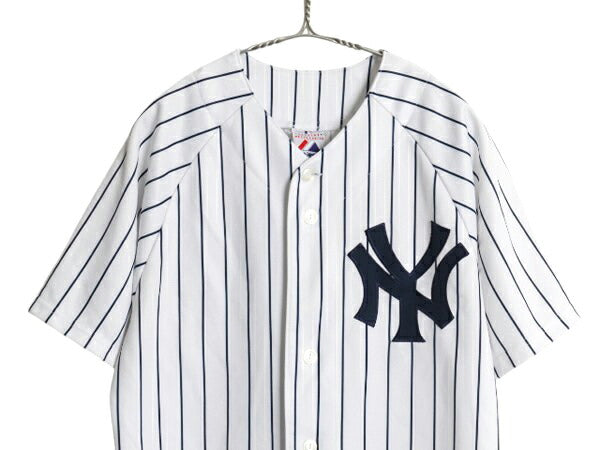 ヤンキース ベースボール シャツ メンズ M 程/ MLB オフィシャル マジェスティック 大リーグ ユニフォーム ゲームシャツ 重ね着 半袖シャツ