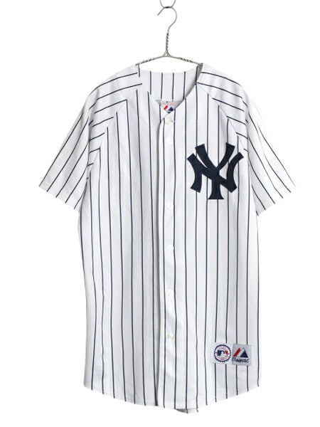 ヤンキース ベースボール シャツ メンズ M 程/ MLB オフィシャル マジェスティック 大リーグ ユニフォーム ゲームシャツ 重ね着 半袖シャツ