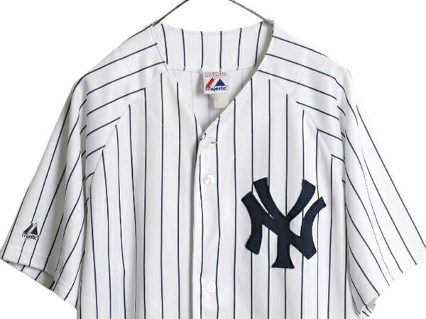 ヤンキース ベースボール シャツ メンズ XL 程 MLB オフィシャル マジェスティック 大リーグ ユニフォーム ゲームシャツ 重ね着 半袖シャツ