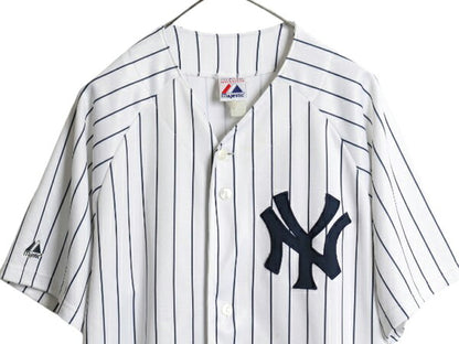 ヤンキース ベースボール シャツ メンズ XL 程 MLB オフィシャル マジェスティック 大リーグ ユニフォーム ゲームシャツ 重ね着 半袖シャツ
