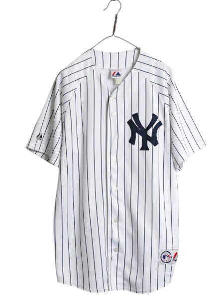 ヤンキース ベースボール シャツ メンズ XL 程 MLB オフィシャル マジェスティック 大リーグ ユニフォーム ゲームシャツ 重ね着 半袖シャツ