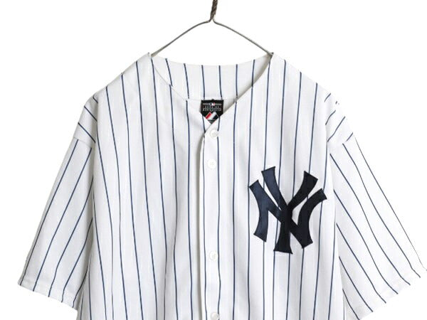 ヤンキース ベースボール シャツ メンズ XL / MLB オフィシャル マジェスティック 大リーグ ユニフォーム ゲームシャツ 重ね着 半袖シャツ