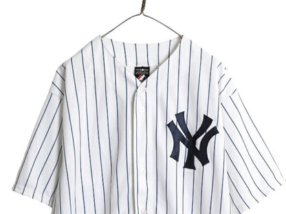 ヤンキース ベースボール シャツ メンズ XL / MLB オフィシャル マジェスティック 大リーグ ユニフォーム ゲームシャツ 重ね着 半袖シャツ