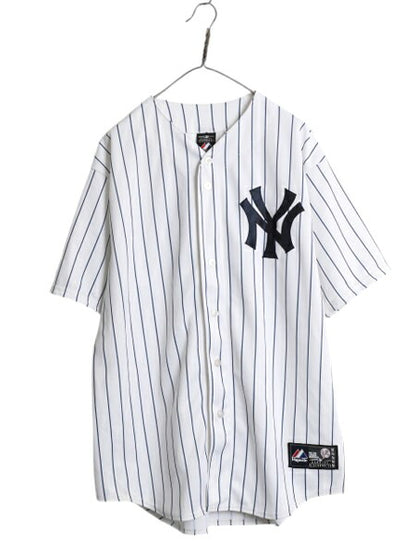 ヤンキース ベースボール シャツ メンズ XL / MLB オフィシャル マジェスティック 大リーグ ユニフォーム ゲームシャツ 重ね着 半袖シャツ