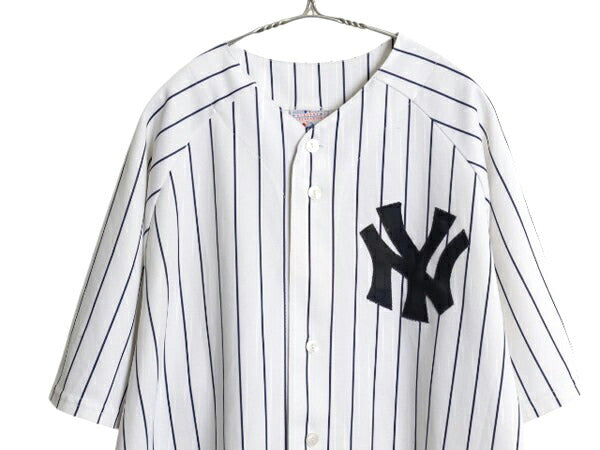 USA製 ヤンキース ベースボール シャツ メンズ XXL MLB オフィシャル マジェスティック 大リーグ ユニフォーム ゲームシャツ 大きいサイズ