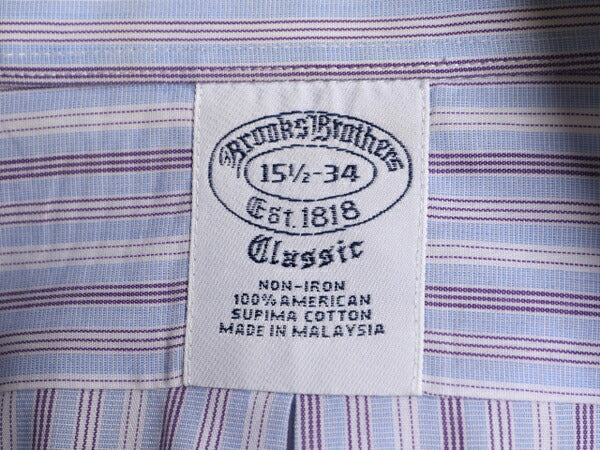 ブルックスブラザーズ ストライプ 長袖 シャツ メンズ M 程/ BROOKS BROTHERS ピマ コットン ワイシャツ ポケット付き ドレス マルチカラー