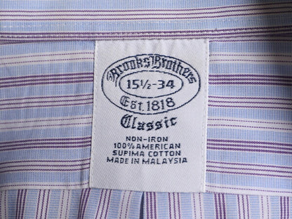 ブルックスブラザーズ ストライプ 長袖 シャツ メンズ M 程/ BROOKS BROTHERS ピマ コットン ワイシャツ ポケット付き ドレス マルチカラー