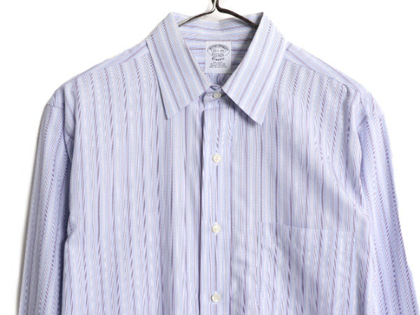 ブルックスブラザーズ ストライプ 長袖 シャツ メンズ M 程/ BROOKS BROTHERS ピマ コットン ワイシャツ ポケット付き ドレス マルチカラー