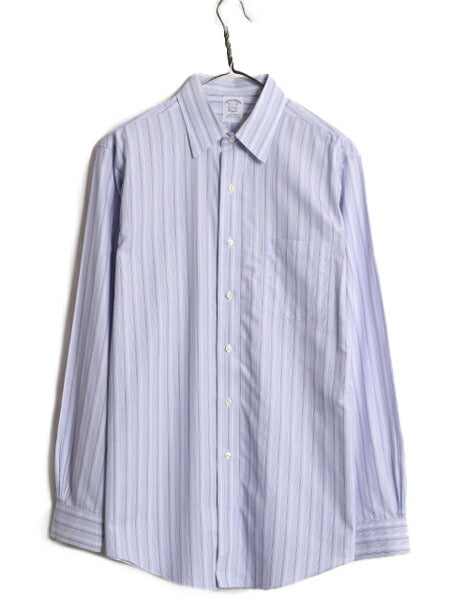 ブルックスブラザーズ ストライプ 長袖 シャツ メンズ M 程/ BROOKS BROTHERS ピマ コットン ワイシャツ ポケット付き ドレス マルチカラー