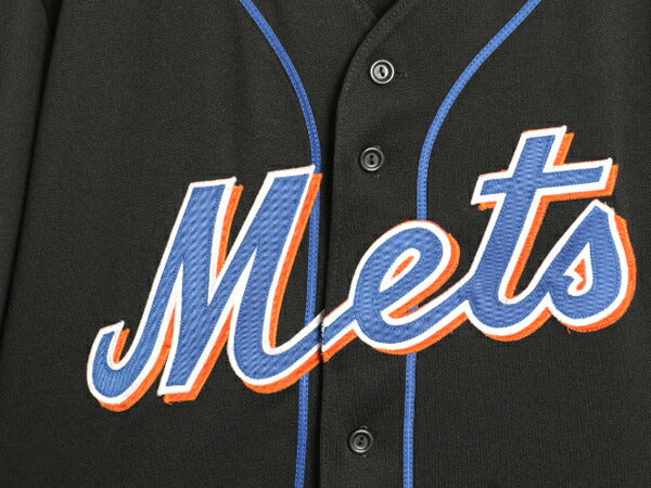 USA製 メッツ ベースボール シャツ メンズ L / MLB オフィシャル マジェスティック 大リーグ ユニフォーム ジャージ ゲームシャツ ブラック