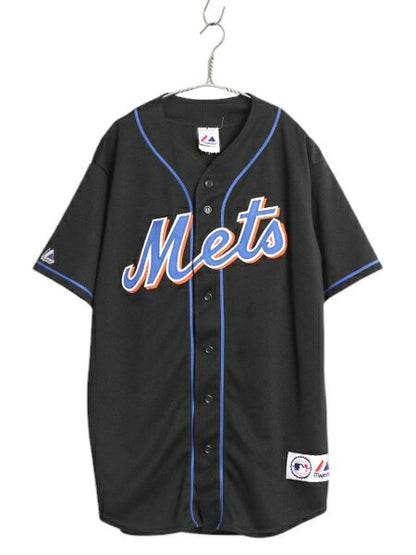 USA製 メッツ ベースボール シャツ メンズ L / MLB オフィシャル マジェスティック 大リーグ ユニフォーム ジャージ ゲームシャツ ブラック