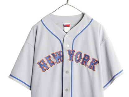USA製 メッツ ベースボール シャツ メンズ XXL 程/ 古着 MLB オフィシャル マジェスティック 大リーグ ユニフォーム ジャージ 大きいサイズ
