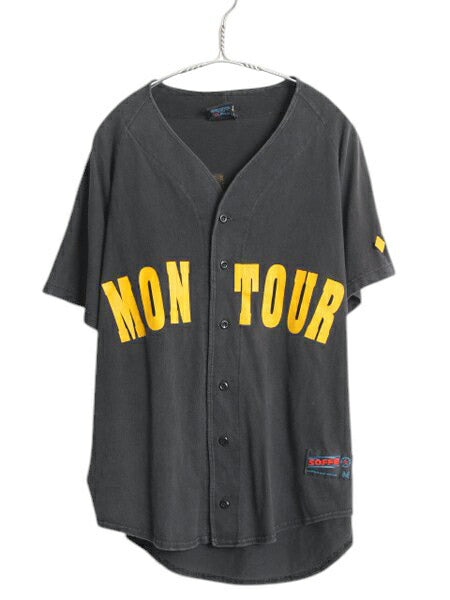 80s 90s USA製 コットン ベースボール シャツ メンズ M / 古着 ヴィンテージ ユニフォーム ゲームシャツ 半袖シャツ 重ね着 野球 ブラック
